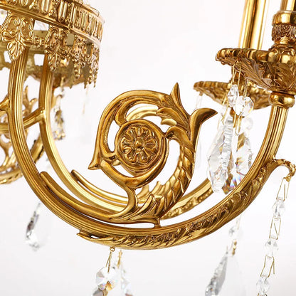 French Crystal Bronze Flush Mount Chandelier
