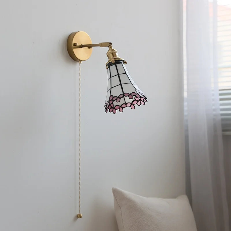 Amélie Nordic Glass Flower LED Wall Lamp Pink Copper
