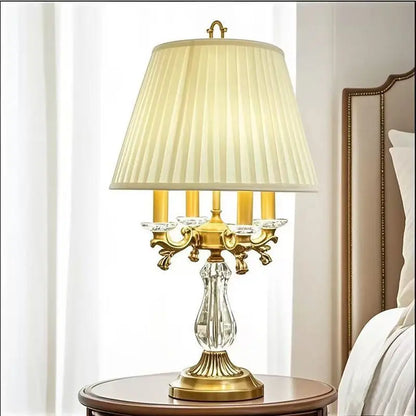 European Crystal Table Lamp with Art Deco Design for Bedroom Decor
