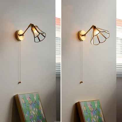 Élise Vintage Wandleuchte Messingarm aus Goldglas Kupfer mit LED