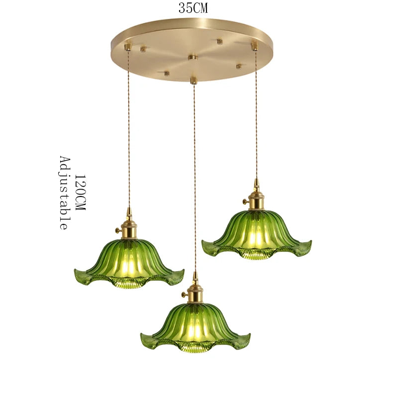 Valérie Vintage Art Deco Pendelleuchte aus Buntglas