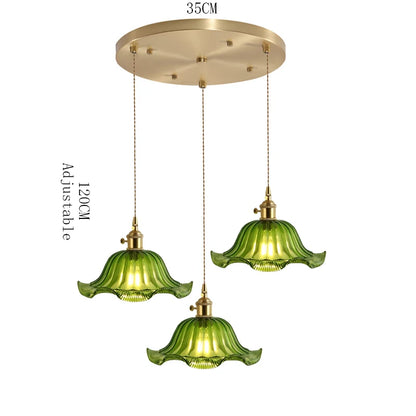 Valérie Vintage Art Deco Pendelleuchte aus Buntglas