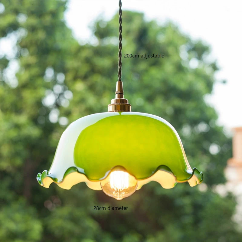 Amélie Vintage Green Glass Pendant Light
