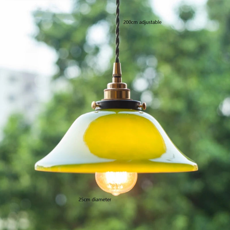 Amélie Vintage Green Glass Pendant Light