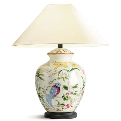 Blumen- und Vogel-Keramik-LED-Stehlampe für Schlafzimmer und Wohnzimmer