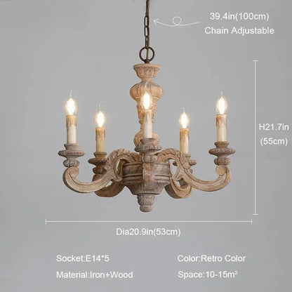 Geneviève Roman Pillar Wooden Chandelier for Classic Interiors