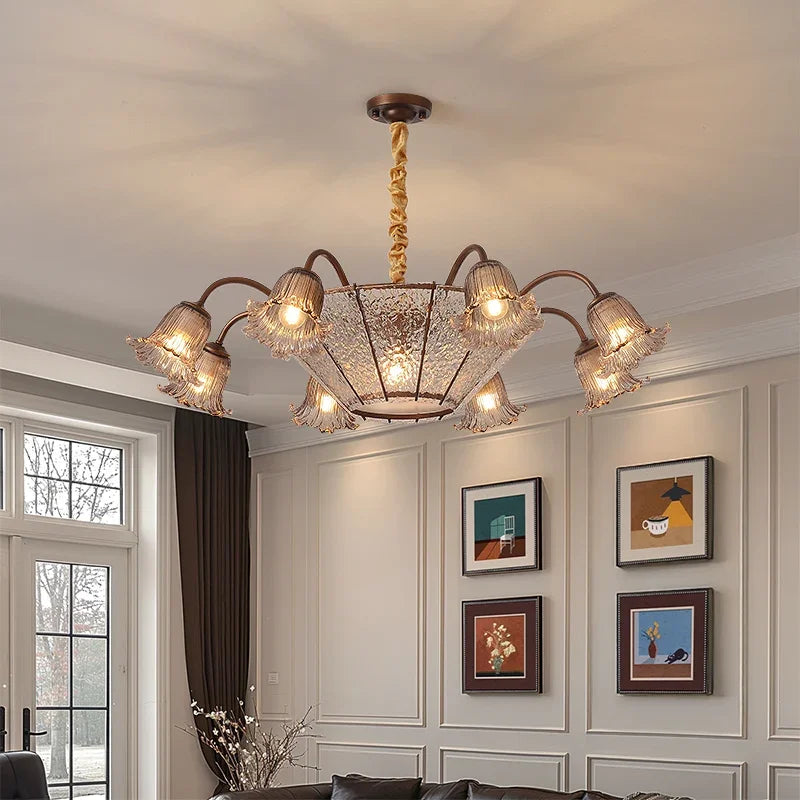 Vintage Blumen Glas LED Pendelleuchter