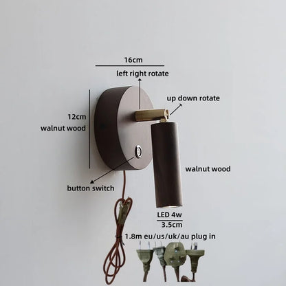 Élise Nordic Ash Wood LED Wall Lamp Pull Chain E27