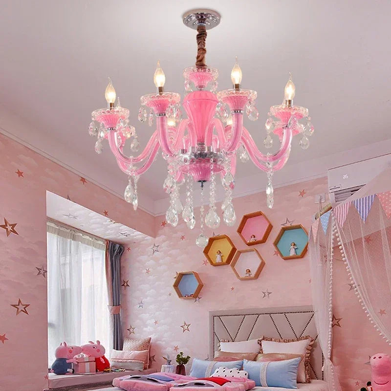 Kunst Kerze Rosa Kristall - Pendelleuchter für Schlafzimmer | Mädchenzimmer Kinderzimmer Wohnzimmer Restaurant