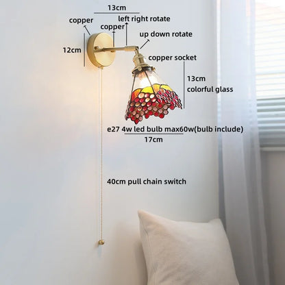 Isabelle Vintage Blue Glass Copper LED Wall Sconce