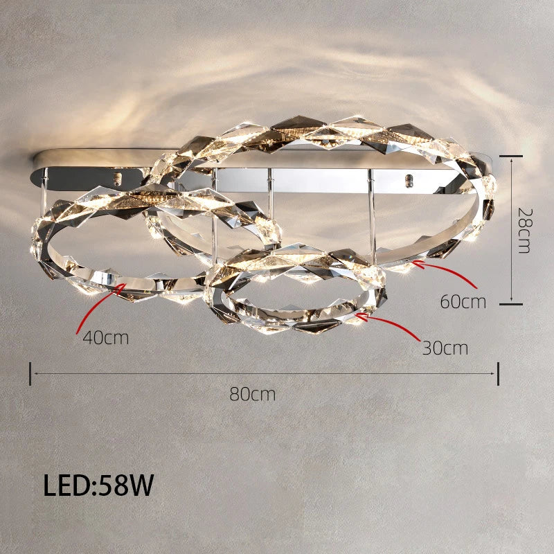 Élodie 2025 Moderner Ring Kristall LED Dimmbare Deckenleuchte Silber Dekor Lampe
