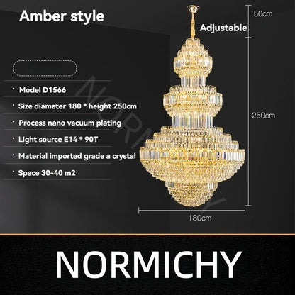 Luxuriöser Hohler Kristallanhänger-Kronleuchter für Villen- und Hotellobbys