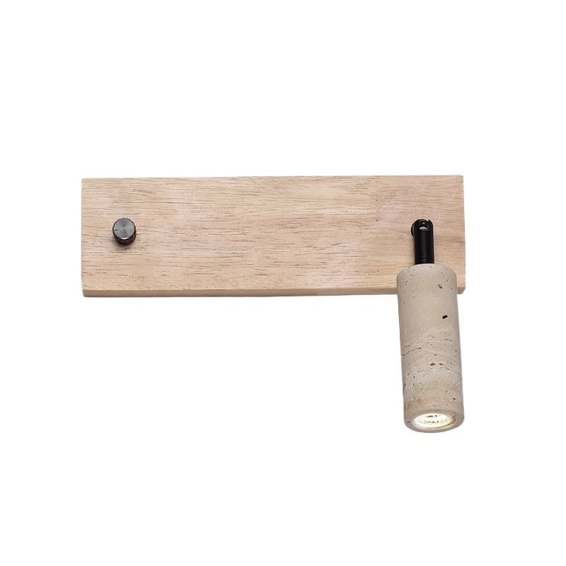 Lucie Travertine Stone Wall Lamp with Wooden Base