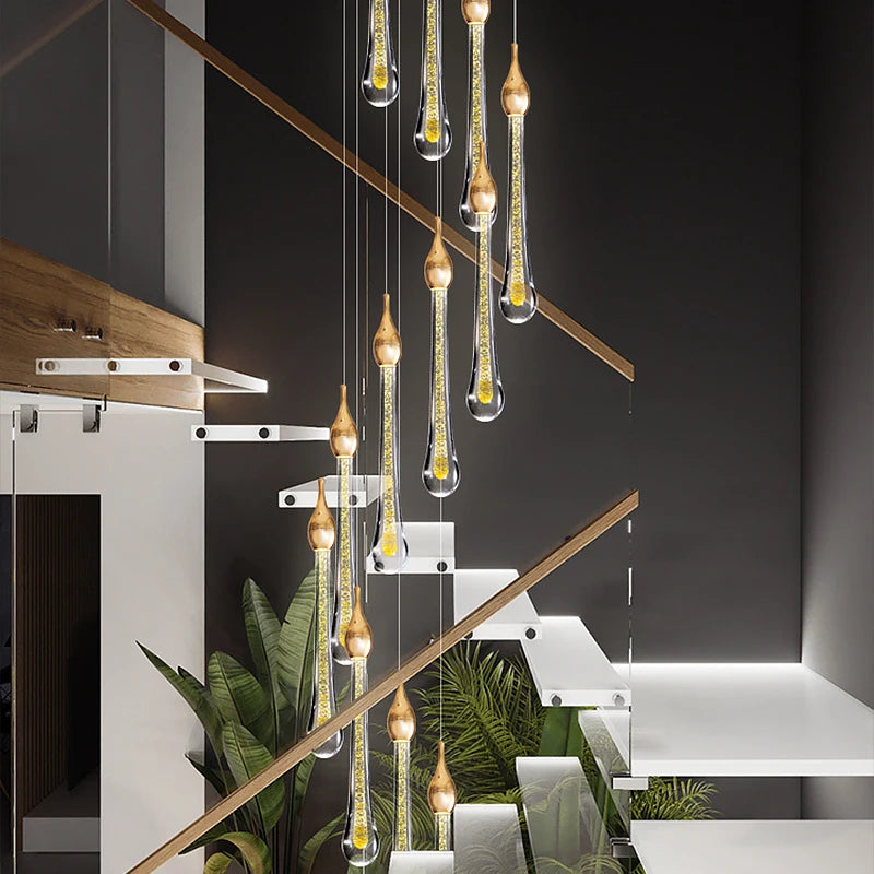Geneviève Rotating Crystal LED Staircase Chandelier