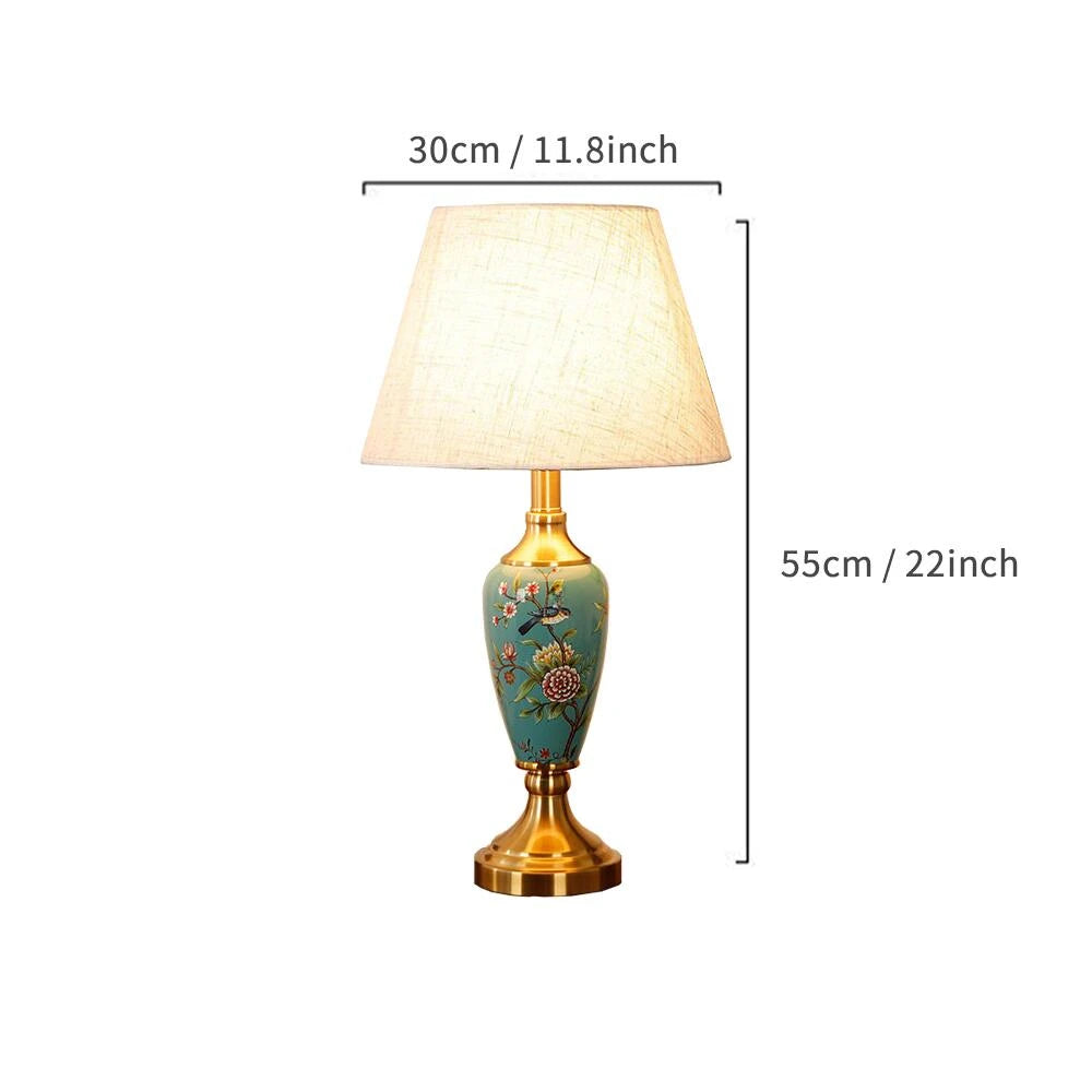 Élise Keramik Retro LED-Stehleuchte Stoffschirm Wohnzimmer