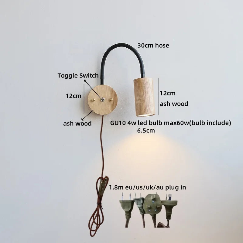 Élodie Walnut Wood LED Wall Lamp 30cm