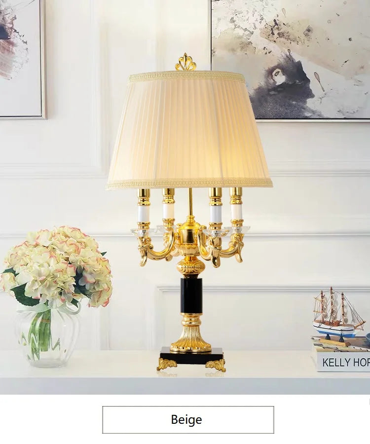 Élysée Luxuriöse Schwarz-Goldene Kristall-Tischlampe