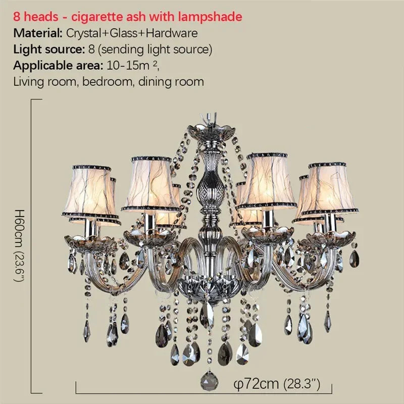 ELARA Europäische Luxus Kristall Pendelleuchte Rauchgrau Wohnzimmer Restaurant Schlafzimmer Villa Hotel Western Restaurant Kronleuchter