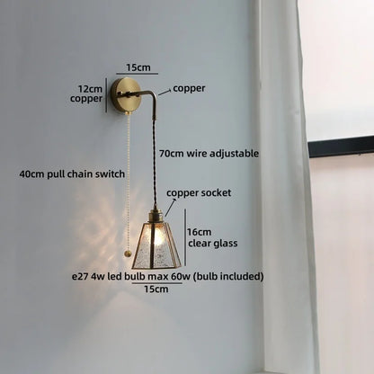 Élise Vintage Wandleuchte Messingarm aus Goldglas Kupfer mit LED