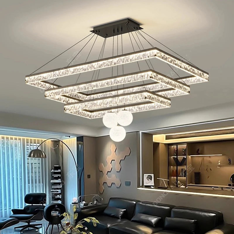 Modern LED Linear Pendant Chandelier – Minimalist Acrylic Ceiling Light for Living Room