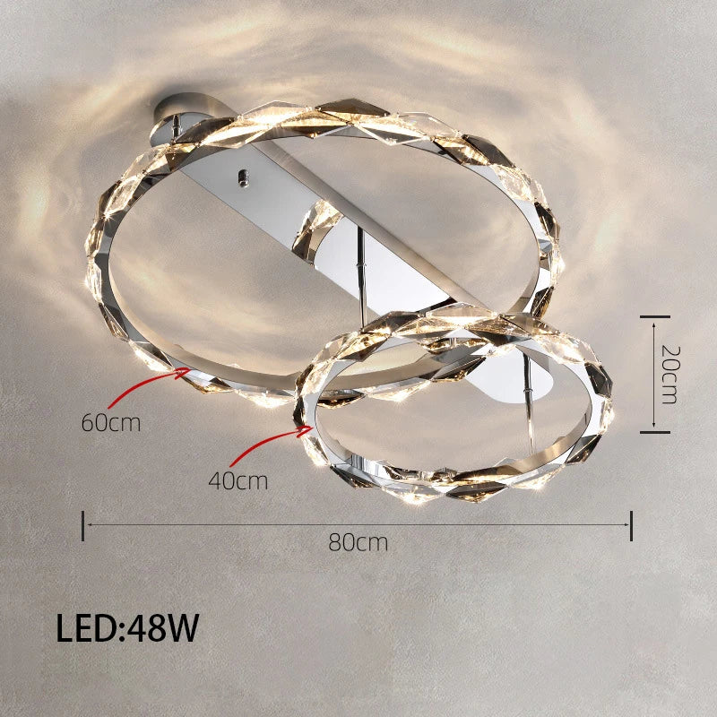 Élodie 2025 Moderner Ring Kristall LED Dimmbare Deckenleuchte Silber Dekor Lampe