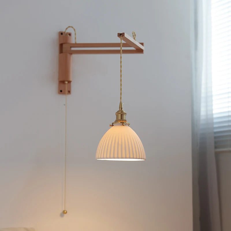 Elise Keramik-Holz-Wandleuchte für Nachttisch & Badezimmer