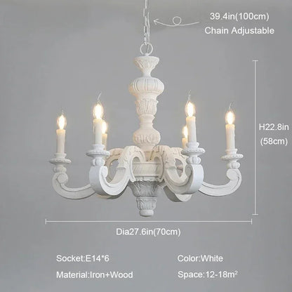 Geneviève Roman Pillar Wooden Chandelier for Classic Interiors