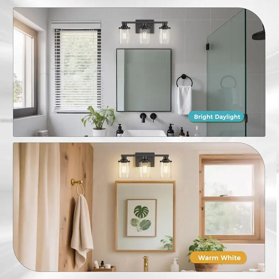 Élodie 3-Light Black Bathroom Vanity Mirror Wall Lamp 17 Inch