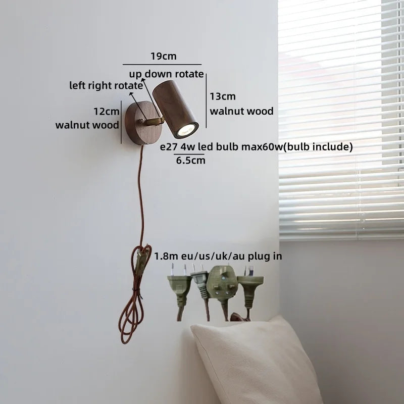 Camille Gold Copper Walnut LED Wall Lamp Japan Style