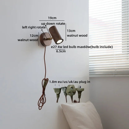 Camille Gold Copper Walnut LED Wall Lamp Japan Style