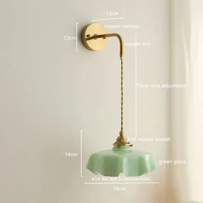Élise Pink Glass Copper Wall Light