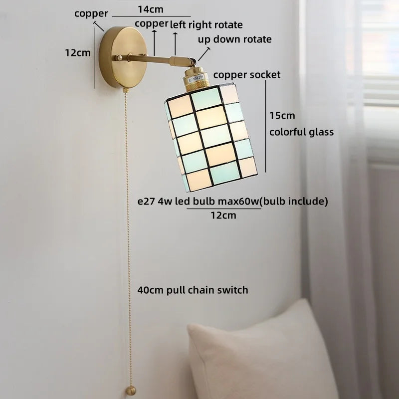 Isabelle Vintage Blue Glass Copper LED Wall Sconce