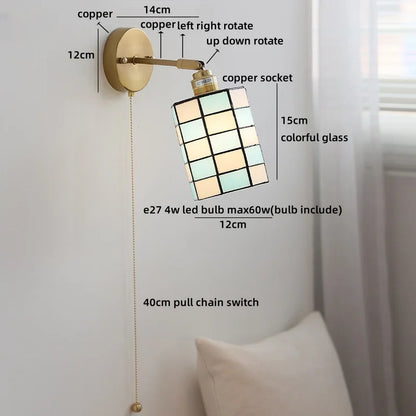 Isabelle Vintage Blue Glass Copper LED Wall Sconce
