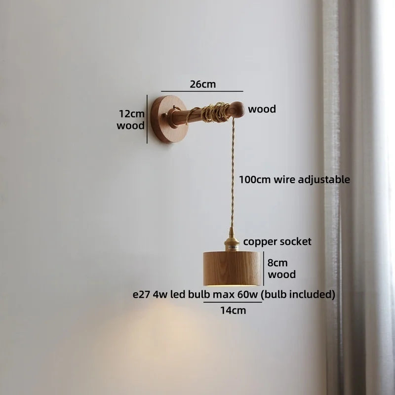Élodie Nordische Keramik Holz LED Wandleuchte E27 Stecker