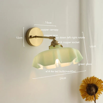 Élise Pink Glass Copper Wall Light