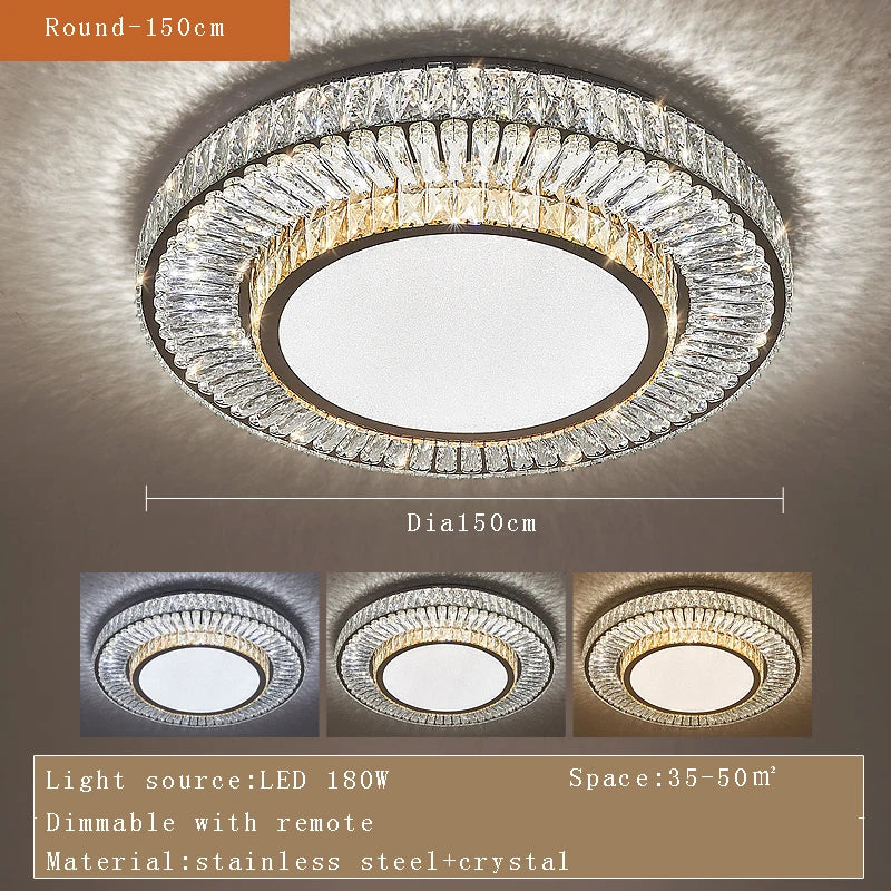 Isabella Luxury Gold Crystal LED Ceiling Light with Remote