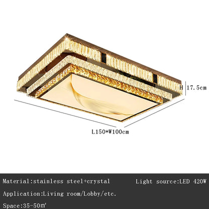Celestia Gold Kristall Deckenleuchte mit bündigem LED