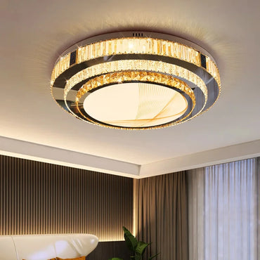 Celestia Gold Kristall Deckenleuchte mit bündigem LED