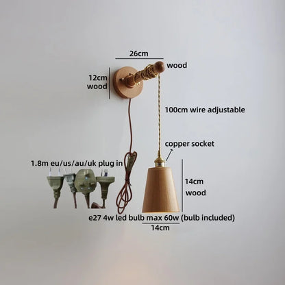 Élodie Nordische Keramik Holz LED Wandleuchte E27 Stecker