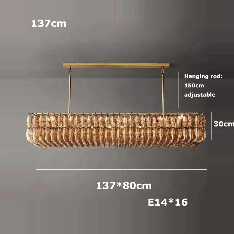 Retro Champagner Pendelleuchte für große Wohnzimmerbeleuchtung