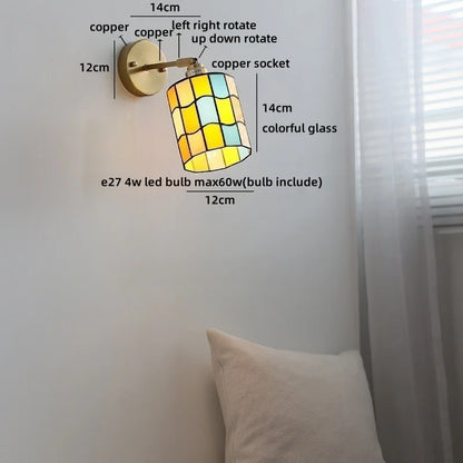 Isabelle Vintage Blue Glass Copper LED Wall Sconce