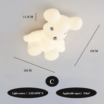 Amélie Nordic White Bear Kinder-LED-Deckenleuchte Minimalistisch