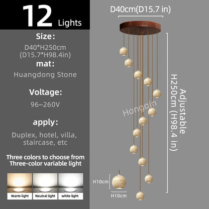 Élise Luxury Stone Staircase Pendant Chandelier