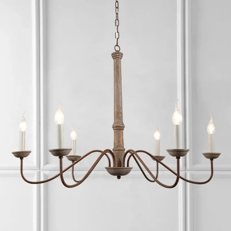Amélie Rustic Solid Wood Chandelier for Dining & Living Rooms