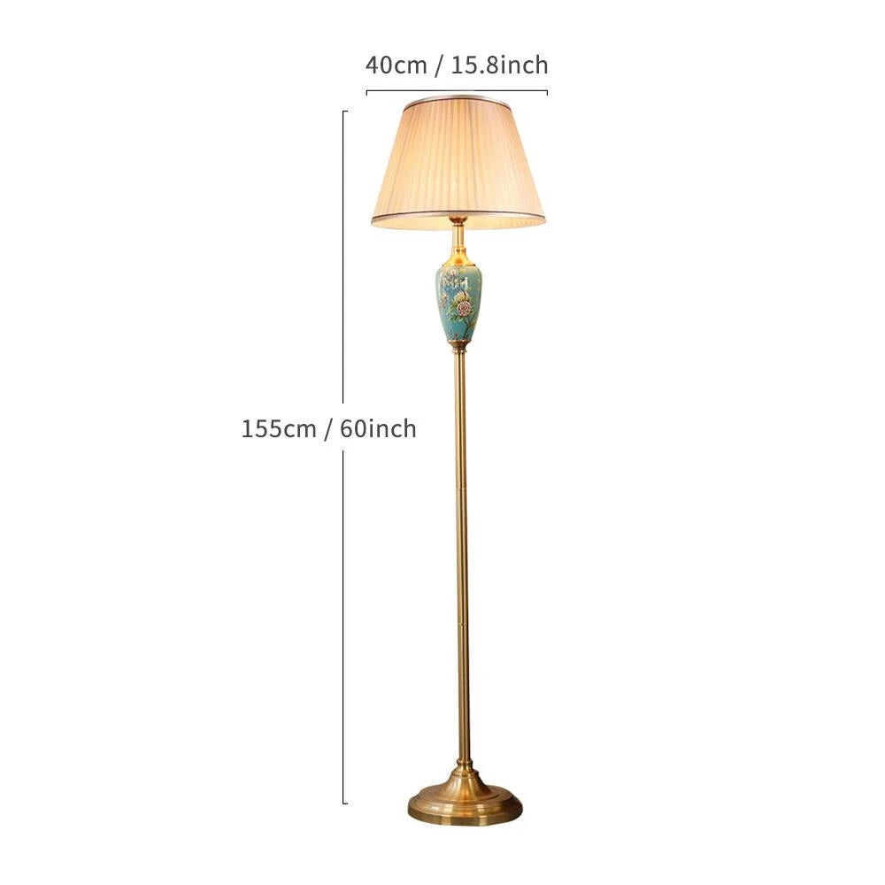 Élise Keramik Retro LED-Stehleuchte Stoffschirm Wohnzimmer