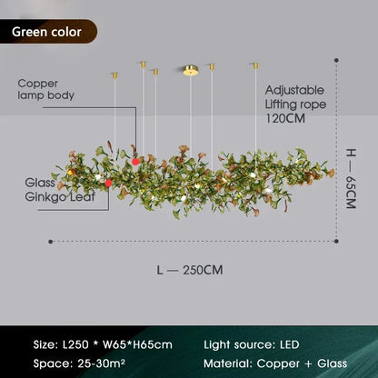 Luxuriöser Ginkgoblatt-Glas-Ast-Kronleuchter
