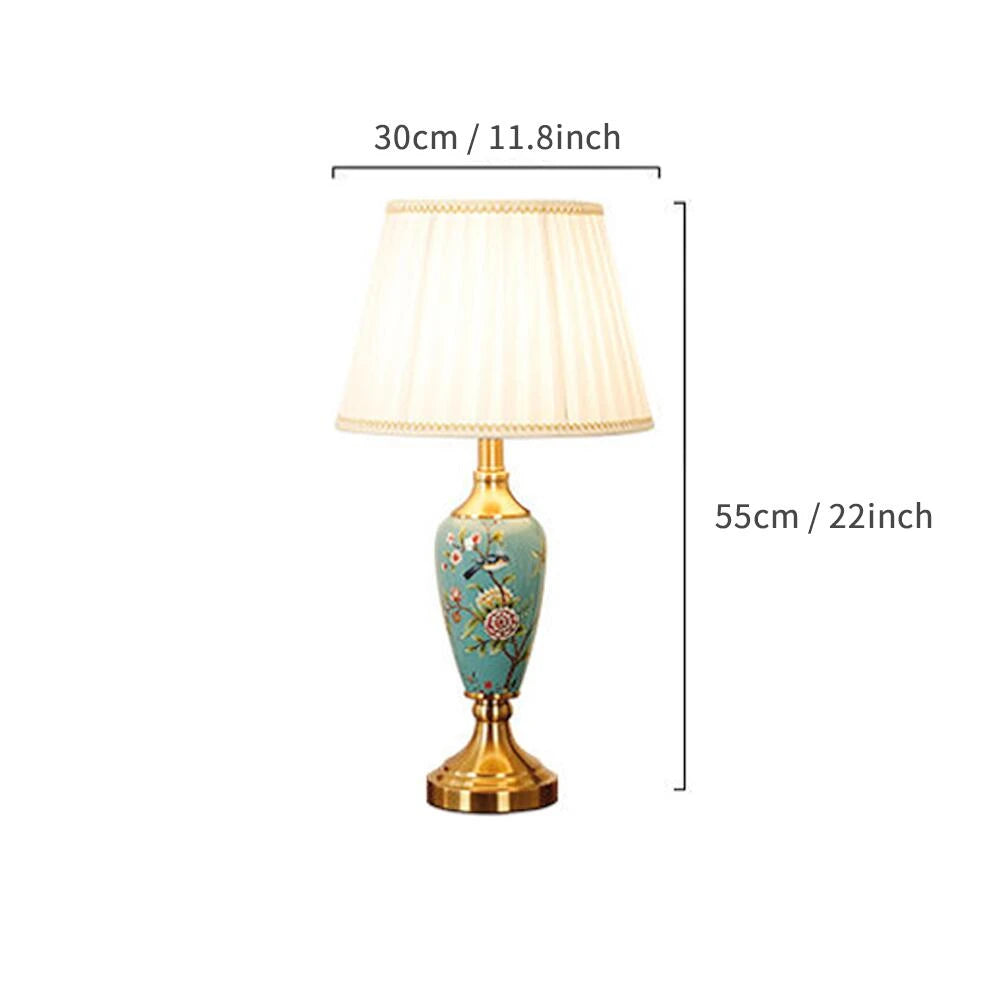 Élise Keramik Retro LED-Stehleuchte Stoffschirm Wohnzimmer