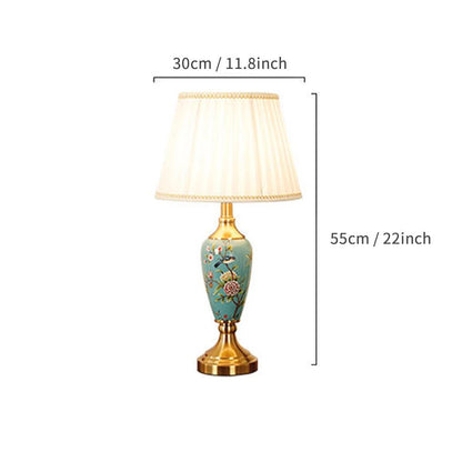 Élise Keramik Retro LED-Stehleuchte Stoffschirm Wohnzimmer