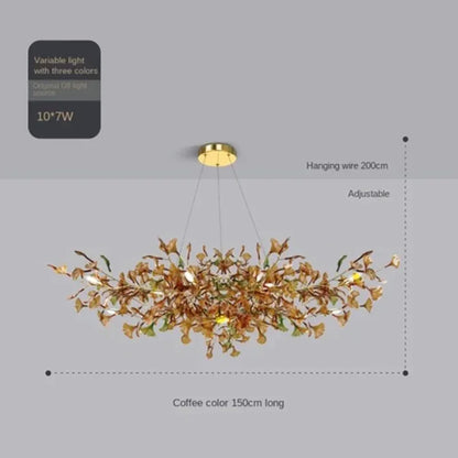 Luxuriöser Ginkgoblatt-Glas-Ast-Kronleuchter