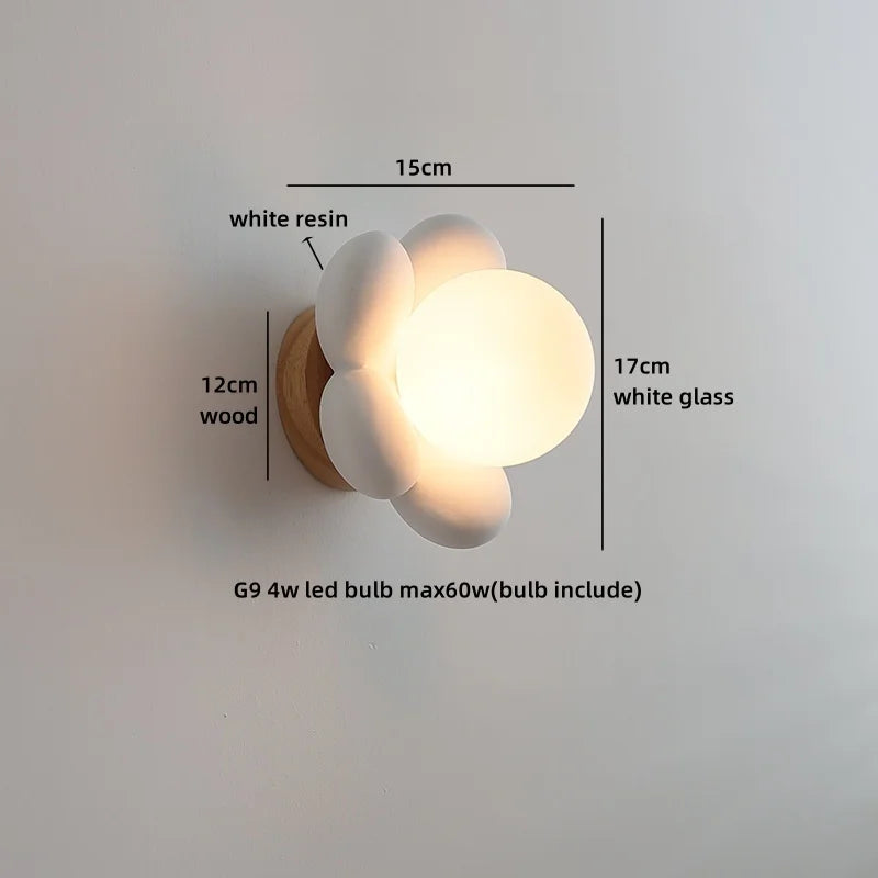 Kameliablumen-Glas-Wandleuchte für nordisches Kinderzimmer